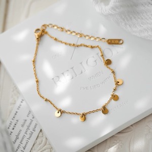Cheville en acier inoxydable avec pendentif disque délicat, plaqué or 18 carats, bijou minimaliste pour <span class=keywords><strong>femme</strong></span>, accessoire quotidien <span class=keywords><strong>de</strong></span> plage - Product Image 4
