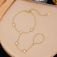 Bracelet de main tendance en acier inoxydable pour femme avec zircon coloré, cœur, fleur et perle, bijou de doigt