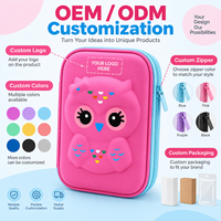 Étui à crayons rigide en EVA en forme de hibou 3D mignon, léger, antichoc, sac de rangement pour enfants pour la papeterie scolaire et les petits jouets