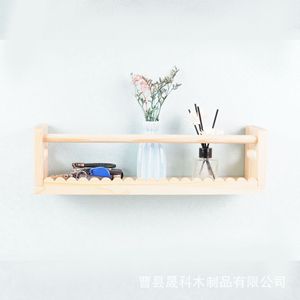 Wooden Wall Mounted <b>Shelf</b> Natural Color Rectangle Multipurpose Storage <b>Rack</b> For Living Room Entryway Durable - Product Image 5