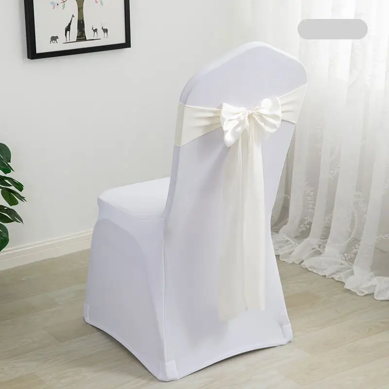 Gold White Satin Bow Adjusted Fancy Wholesale Wedding Birthday Graduation Decorative Chair Sashes