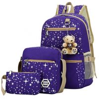 Personalizado 3PCs Nuevo diseño de lona duradera al por mayor barato suave niños mochilas escolares conjuntos