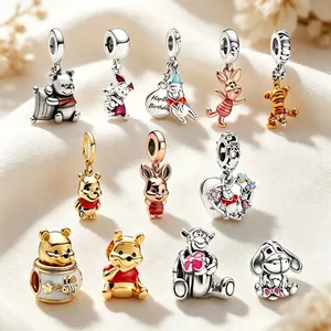Ciondolo Charm in Zirconio e Tungsteno <span class=keywords><strong>Pooh</strong></span>, Piglet, Tigger, per Bracciali e Collane, Perline per Gioielli Fai-da-Te, Regalo per Donne - Product Image 1