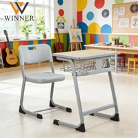 Ensemble de chaise de bureau ergonomique moderne réglable en hauteur pour étudiant avec tiroir de rangement en plastique écologique pour salle de classe et salle d'étude