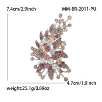 WAKYME Broche vintage en alliage incrustée de strass en cristal, forme feuille, élégante, décorative, pour vêtements féminins