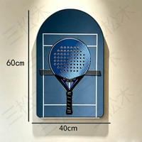 Bingkai Pajangan Dinding Raket Padel Tanpa Raket Tanpa Lampu, Kotak Bayangan Lengkung & Persegi Panjang Dekorasi Dinding Minimalis