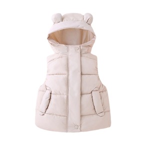 Si mignon bébé garçons filles à capuche vers le bas gilet hiver léger <span class=keywords><strong>sans</strong></span> manches oreilles d'ours fermeture éclair veste - Product Image 6