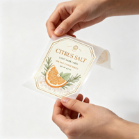 Étiquettes personnalisées en rouleau avec illustration de citron, sel et herbes en feuille d'or, autocollantes pour l'emballage de bouteilles d'assaisonnements