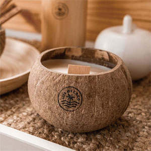 Vela de Cera de Soja Natural Simple Personalizada en Caja de Coco con Caja de Regalo para Decoración del Hogar, Aromaterapia, Sala de Estar, Dormitorio, Uso en Spa - Product Image 1