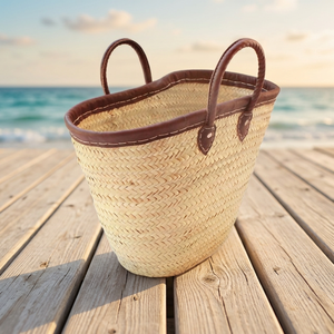 Bolsa de Compras de Playa de Verano Natural Handowen con Correa Larga para el Hombro, Material de Hoja de Palma, Hecha en MA, Multiusos - Product Image 3
