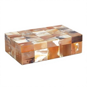 Caja de Regalo de Almacenamiento de Joyería de Cuerno de Búfalo de la Mejor Calidad, Caja de MDF con Diseño Rectangular Marrón, Cierre Magnético Decorativo - Product Image 1