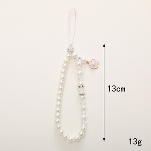 Breloque <span class=keywords><strong>de</strong></span> <span class=keywords><strong>téléphone</strong></span> en perles blanches, personnalisée, chaîne <span class=keywords><strong>de</strong></span> perles plaquées, cordon en coquillages pour appareil photo, <span class=keywords><strong>bracelet</strong></span> anti-perte - Product Image 3