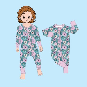 Pabrik Kustom OEM Qingli, Romper Bayi Lengan Panjang Bahan Bambu, Tanpa Minimum Order, Motif Bunga, Pakaian Bayi Baru Lahir yang Lucu - Product Image 5