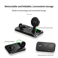 15W 3-en-1 portátil plegable cargador inalámbrico soporte de teléfono con micrófono para celular Iphone Iwatch para Airpods
