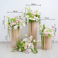 Weiches Pastellrosa-Grünes Künstliches Säulenblumen-Set, Blush-Rosen- und Calla-Lilien-Arrangement für Hochzeitsgang und Partyverleih