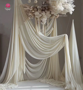 FBJ044-크레이프 주름 화이트 블랙 네이비 아이보리 웨딩 배경 커튼 얼음 실크 소재 - Product Image 4