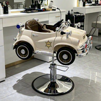 Chaise de barbier pour enfants vintage, avec base stable anti-basculement, siège en PU souple, décor chromé de luxe
