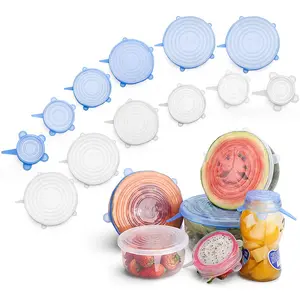 Reutilizable Flexible <span class=keywords><strong>tapas</strong></span> de silicona 6 piezas alimentos de silicona sello cubierta stretch <span class=keywords><strong>tapas</strong></span> conjunto - Product Image 1