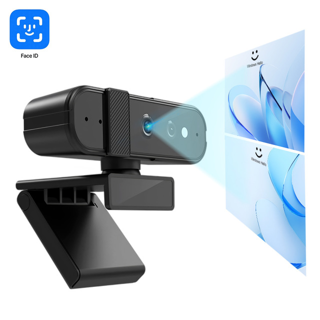 WQHD Windows Hello Face ID Webcam Plug & Play IR Facial Recognition Privacy Cover for Windows 10/11/12