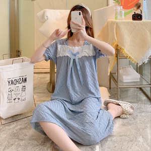 Gonna estiva a maniche corte a <span class=keywords><strong>mezza</strong></span> lunghezza con sezione sottile Jacquard carina principessa in camicia <span class=keywords><strong>da</strong></span> <span class=keywords><strong>notte</strong></span> per ragazze adolescenti - Product Image 5