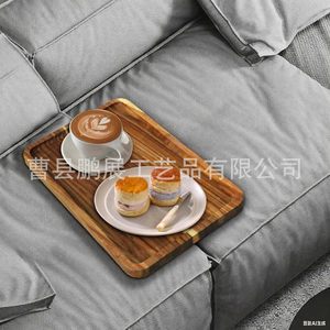 Pengzhan Wooden <b>Sofa</b> <b>Tray</b> Solid Wood Beverage <b>Tray</b> For Living Room Modern Minimalist Design Multi Function - Product Image 2