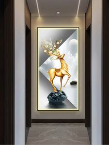 抽象的なライトペインティングダイヤモンドを追加/ダイヤモンドなしクリスタル磁器壁画モダンエルクガラスフレームキャンバス絵画 - Product Image 4