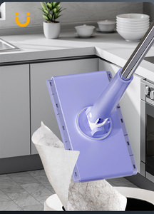 Serpillère de nettoyage de sol à serrage automatique, lingettes remplaçables, recharge de serviettes, tissu non tissé, lingettes humides, essuie-glace pour fenêtres, serpillère plate jetable - Product Image 4
