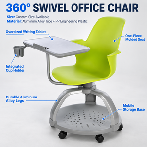 Sedia <span class=keywords><strong>da</strong></span> Formazione con Tavoletta Scrittoio e Portabicchieri, Sedia Mobile per <span class=keywords><strong>Studio</strong></span>, Ufficio, Sala Riunioni, Aula - Product Image 2