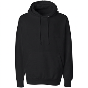 Men's <b>Black</b> Hooded <b>Sweatshirt</b> Regular Fit Cotton French Terry Casual Autumn Pocket Design Knitted Long Sleeve - Product Image 1