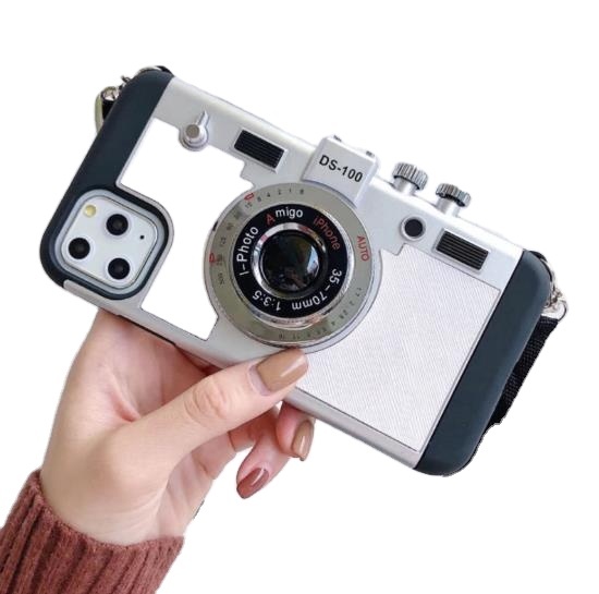Retro Camera Cell Phone Cover for iphone 11pro Max case Lanyard Vintage Camera for Iphone 12 Emily in Paris Phone Cases