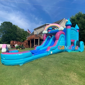Alquiler de Castillos Inflables para Fiestas, Combo de Tobogán y <span class=keywords><strong>Castillo</strong></span> Inflable Arcoíris, Castillos Hinchables con Tobogán y Piscina de Agua para <span class=keywords><strong>Comprar</strong></span> - Product Image 1
