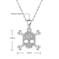 Collier en argent Sterling Halloween, pendentif gothique Punk tête de mort, vente en gros, argent S925, Zircon pour femmes, bijoux pour femmes
