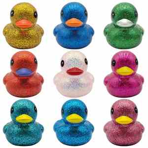 Pato Flotante de Lentejuelas de PVC y Goma con Polvo Dorado de 10 cm para Baño de Bebés, Venta al por Mayor - Product Image 3