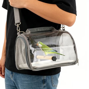 지퍼 잠금식 휴대용 투명 PVC 케이지가 있는 앵무새 여행 가방 (소형 애완동물용) - Product Image 4