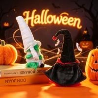 Gnome sans visage en peluche style ferme pour Halloween, avec chapeau de chauve-souris vampire, enveloppe de momie et poupée elfe, avec ornement de table citrouille pour fête d'Halloween