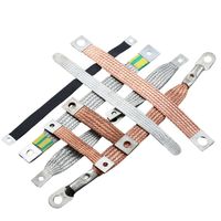 Kabel Grounding Anti-Interferensi Khusus Elektronik, Konduktor Tembaga Berlapis Timah, Kepang Datar PVC, Panjang 300mm