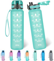 Bouteille d'eau Tritan de 32 oz avec marqueur de temps, conforme aux normes GMP, résistante au lave-vaisselle, fournie par l'usine TCCC