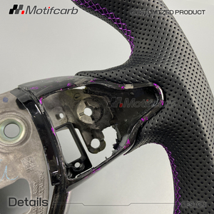 Volante Deportivo Personalizado de Fibra de Carbono Forjado en Morado con LED de RPM para Hyundai Serie N I30N I20N Elantra N N-line 2018-2026 - Product Image 4