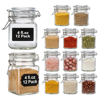 Frascos de Vidrio Herméticos para Especias - Frascos Transparentes con Tapa de Clip de 4oz/2oz, Herméticos y Resistentes a la Humedad para Especias, Hierbas, Sal y Pimienta de Cocina