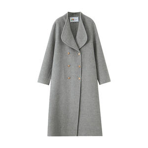 Abrigo de Lana de Doble Cara para Mujer Runqi, Corte Holgado, Botones Dorados, Cálido, Hombros Rectos, Tallas Grandes - Product Image 1