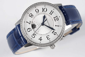 Women's Automatic Mechanical Watch with Diamond Bezel Sun Moon Phase Dial Leather Strap Elegant Wristwatch for Everyday Wear - Product Image 3