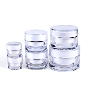 Wadah Kosmetik Mewah, Toples Krim Plastik Akrilik Hitam Putih Perak 5G <span class=keywords><strong>10G</strong></span> 15G 20G 30G 50G