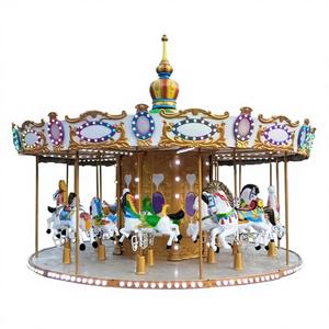 Carrusel de Caballos de Doble Plataforma con 38 Asientos, Personalizable, de Fibra de Vidrio, para Interiores/Exteriores, Centro Comercial, con Certificación CE, Directo de Fábrica - Product Image 1