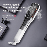 Brosse Lissante Chauffante Électrique en Céramique ODM/OEM avec Atomisation Thermique, Vente en Gros Usine, Hydratante, Ionique, Peigne à Lumière Rouge