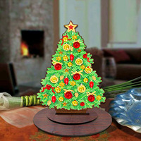 LS Classic 5D DIY Peinture au diamant Panneau de densité de peuplier simple face Bois 5D Décoration d'arbre de Noël Ornement