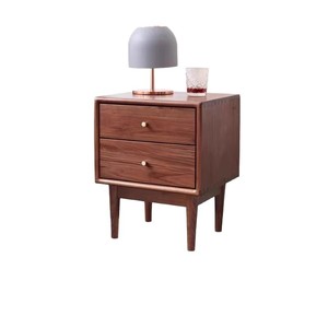 Mesita de noche de madera maciza de nogal negro, 400x350x500mm, armario de almacenamiento con dos cajones, mesita de noche, muebles de dormitorio - Product Image 5