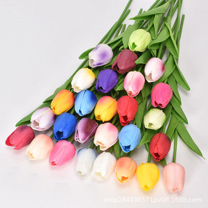 LBT126 Pu tulipán simulación flor falsa boda fiesta hogar Decoración flor flores decorativas <span class=keywords><strong>y</strong></span> coronas tulipán Artificial - Product Image 2
