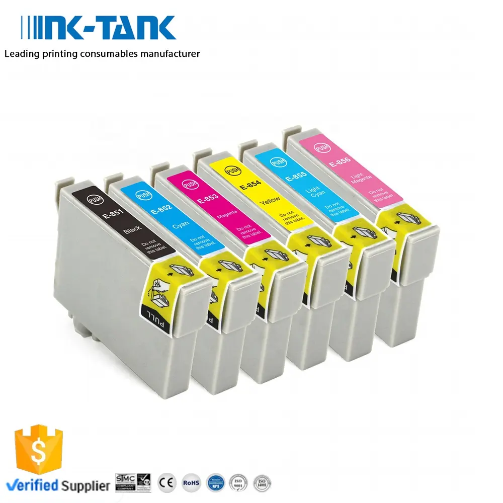 INK-TANK T0851 T0852 T0853 T0854 T0855 T0856 T085 T85 Premium Color Compatible Inkjet Ink Cartridge for Epson Stylus Photo 1390