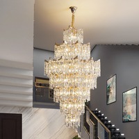 Lustres de plafond de luxe Yingduan Villa Hotel Crystal Gold LED à intensité variable 6000K lumière du jour pour salon et restaurant