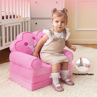Fauteuil pliant Montessori en mousse rose pour enfants, canapé-lit 2-en-1 pour tout-petits, idéal pour le sol